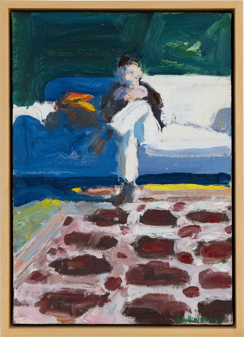 Paul Wonner Man Seated on a Blue Sofa, 1960s