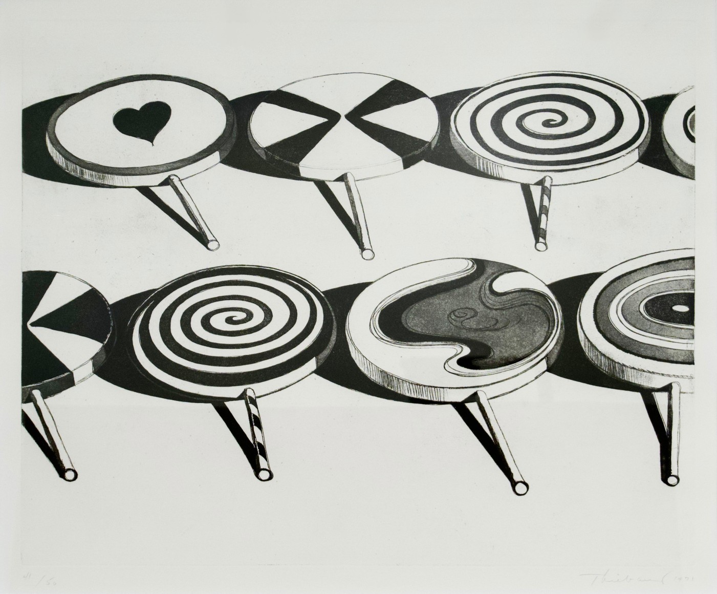 Wayne Thiebaud Black Suckers, from Seven Still Lifes and a Silver Landscape, 1971