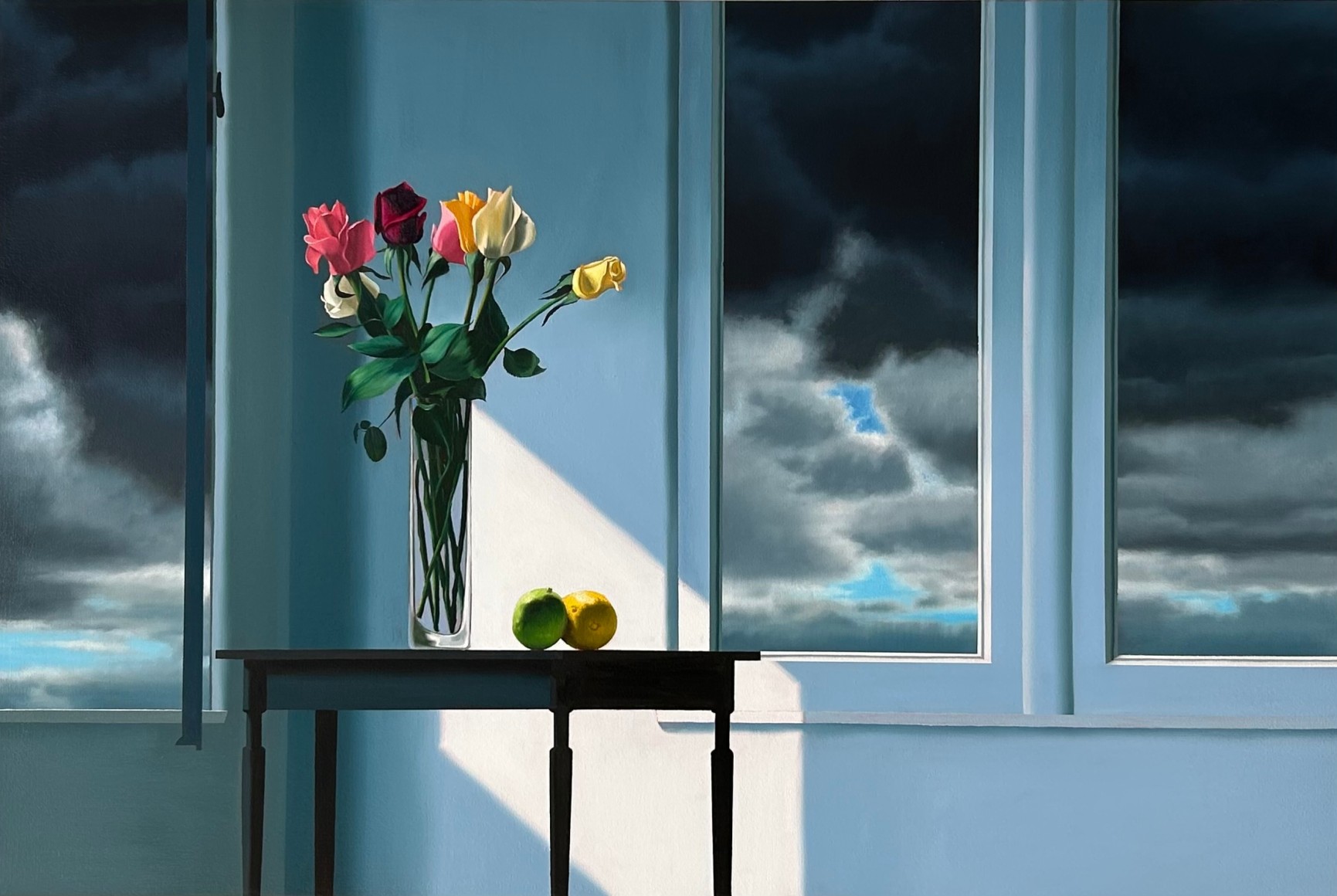 Bruce Cohen Interior with Roses and White Clouds, 2025