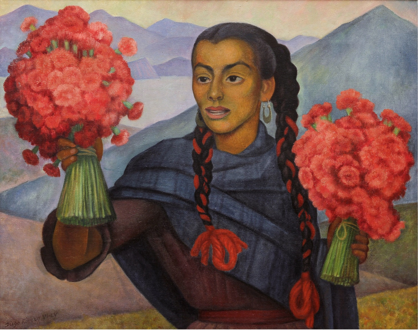 Diego Rivera, Flower Vendor on the Road to Cuernavaca, 1955