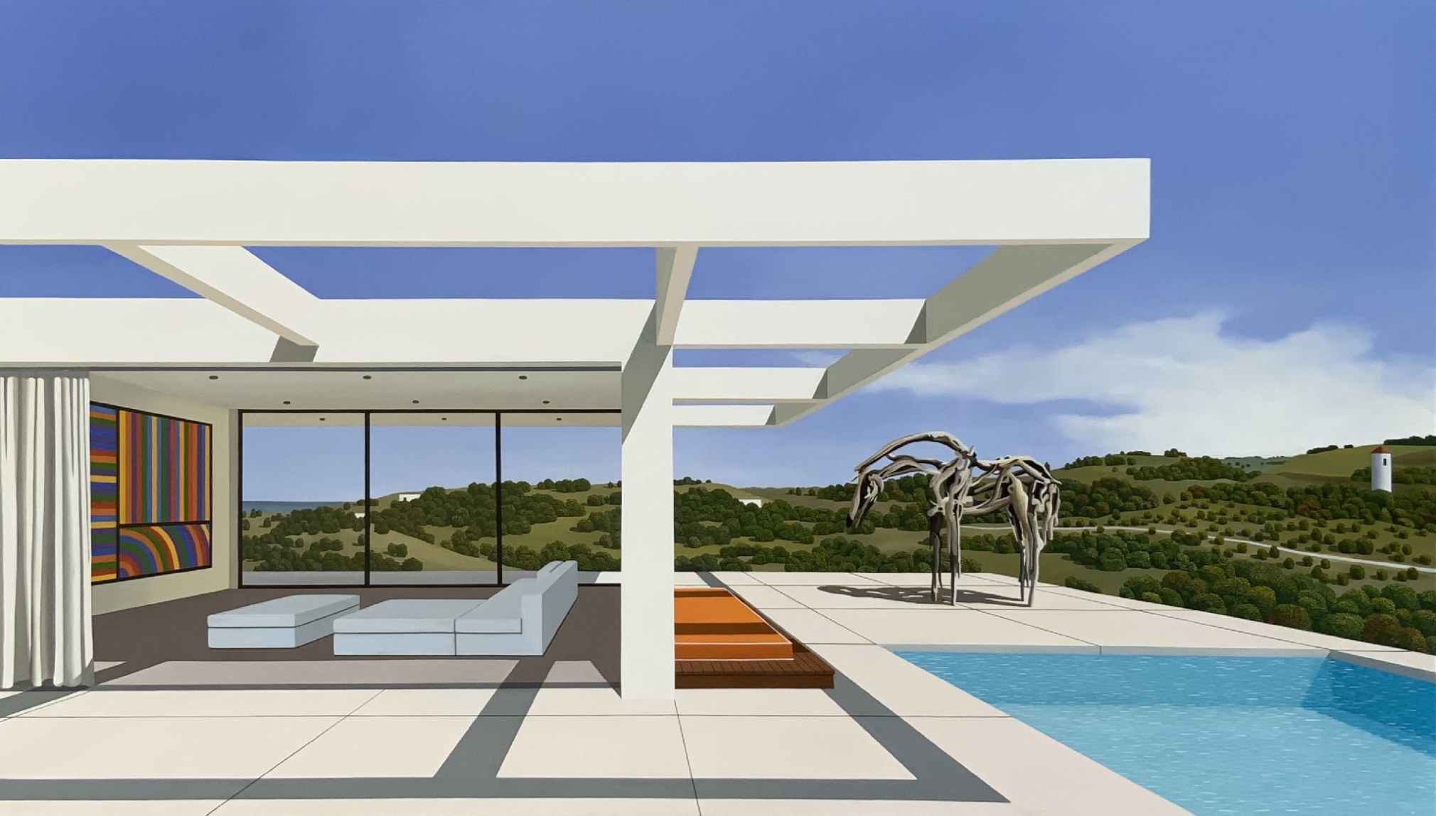 Tom McKinley Country House with Bronze Horse, 2019