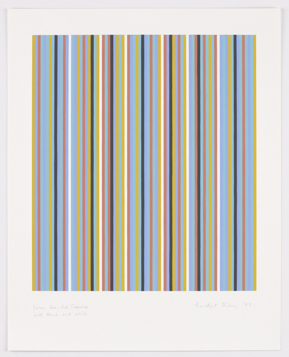 Bridget Riley, Yellow, Blue, Red, Turquoise with Black and White, 1982