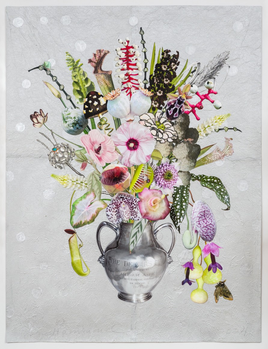 Jane Hammond Arthur Ashe Trophy with White Raspberries, Bee Orchid and Venus Fly Trap, 2024