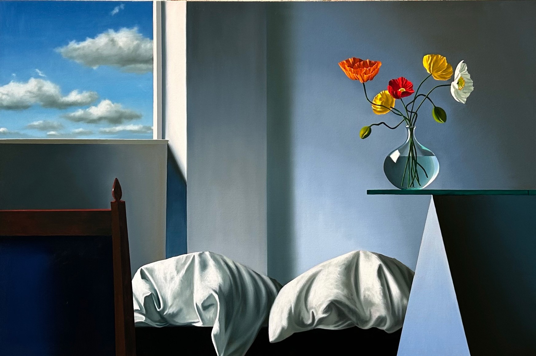 Bruce Cohen Interior with Bed and Poppies, 2024