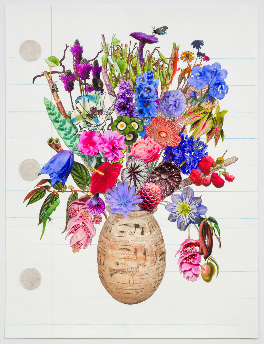 Jane Hammond Egyptian Vase with Sow Thistle, Amethyst Deceiver and Himalayan Balsam, 2025
