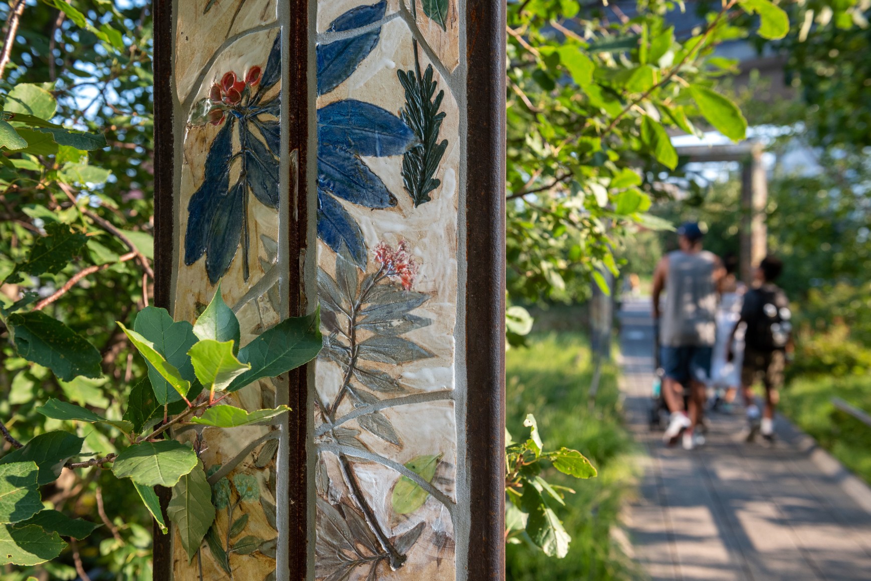 Sam Falls, Untitled (Four Arches), 2019. Part of En Plein Air. A High Line Commission., Photo by Timothy Schenck. Courtesy of the High Line.