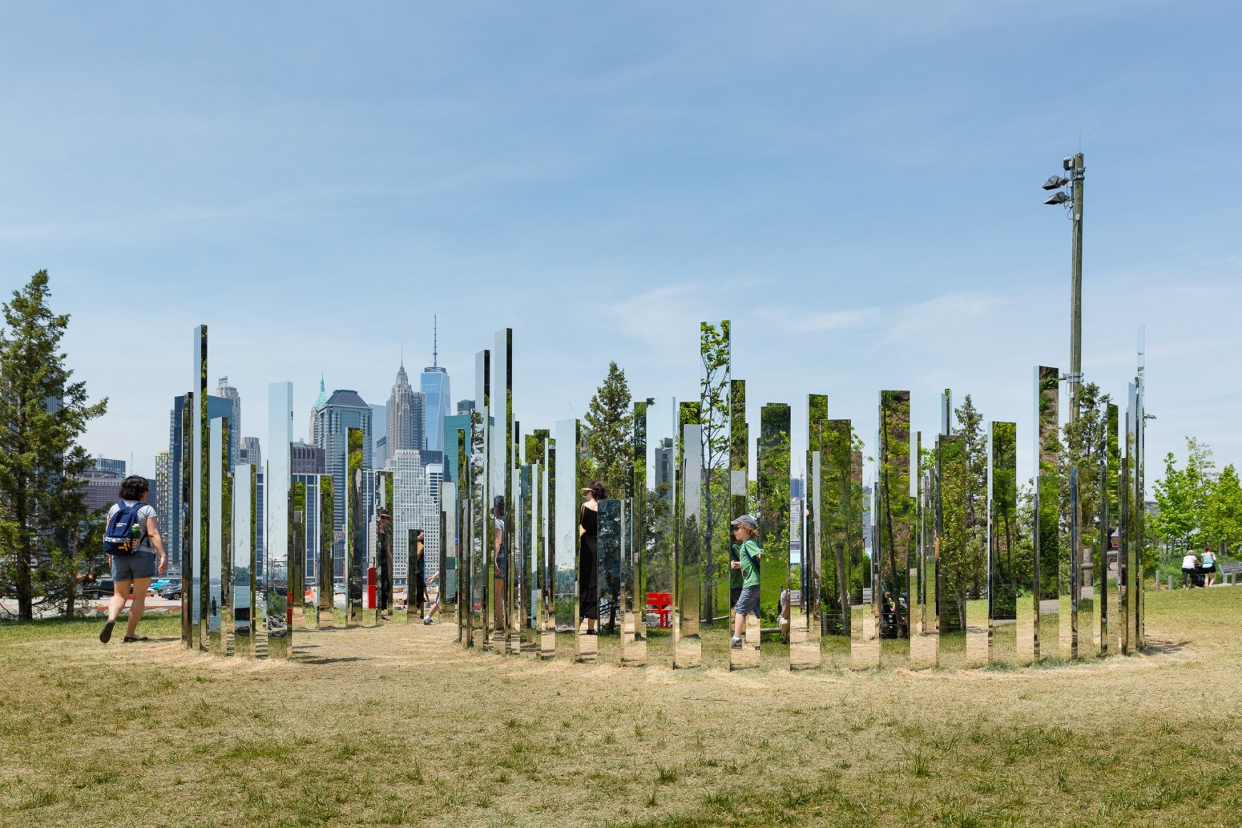 Jeppe Hein, Mirror Labyrinth NY, 2015, Installation view: Please Touch The Art. Brooklyn Bridge Park, 2015-16