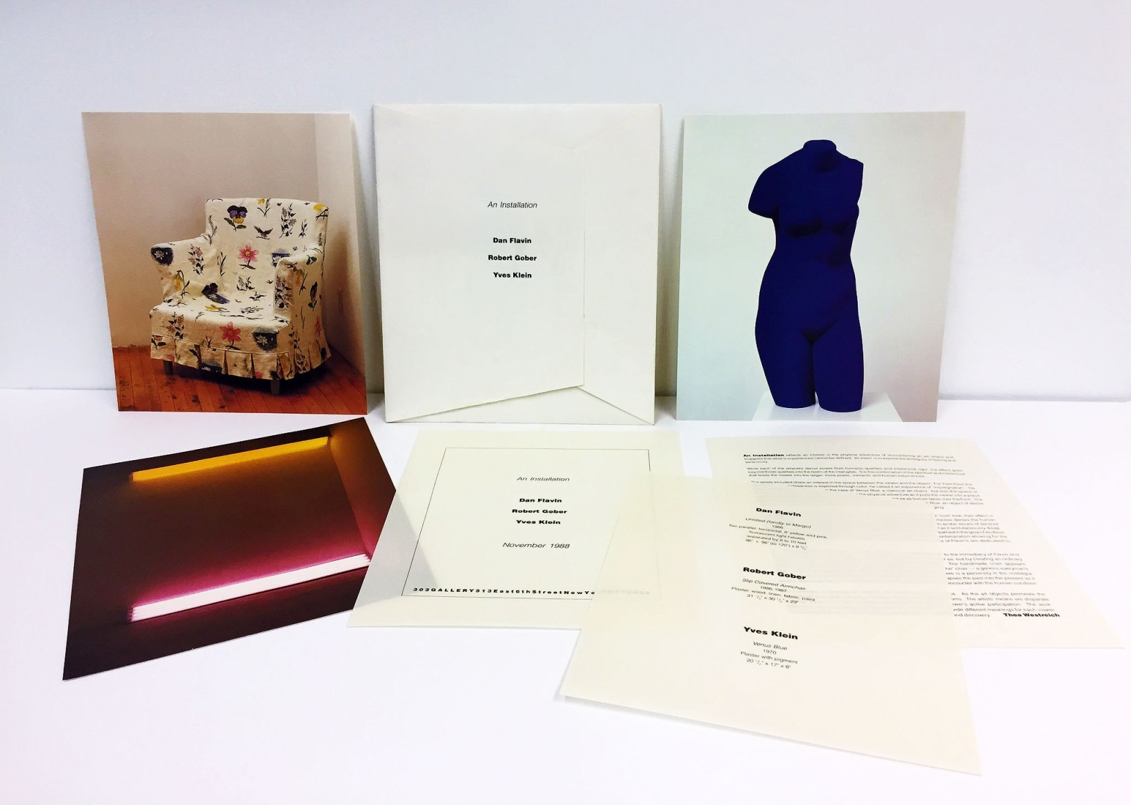 Dan Flavin, Robert Gober, Yves Klein, An Installation