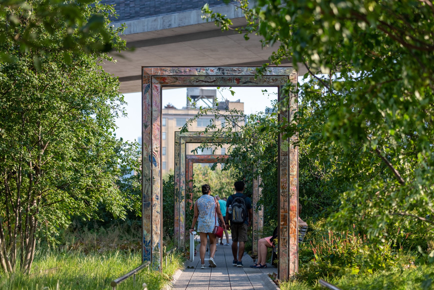 Sam Falls, Untitled (Four Arches), 2019. Part of En Plein Air. A High Line Commission., Photo by Timothy Schenck. Courtesy of the High Line.