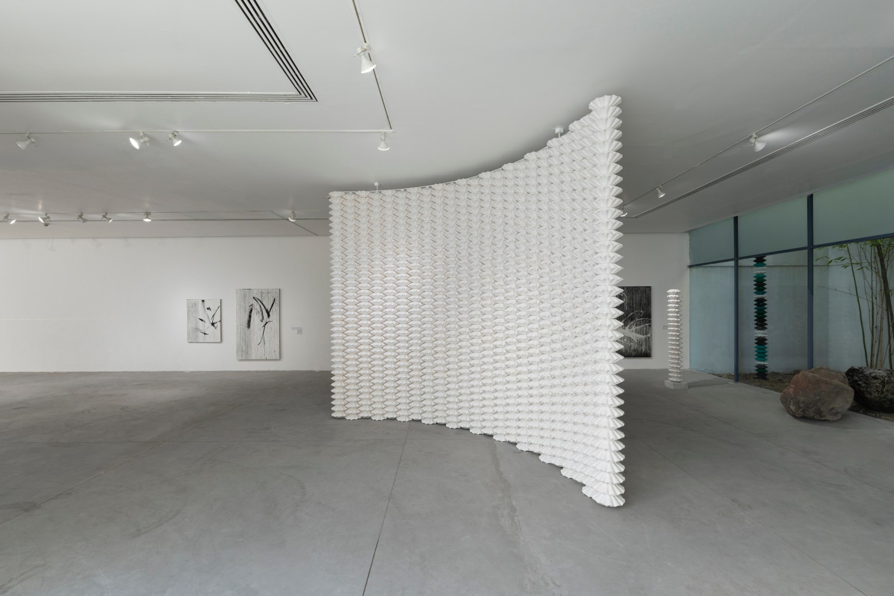 Exhibition view, "Beyond Behind / Atrás y más allá", October 29, 2023 – April 7, 2024, Curator: Viviana Kuri Haddad / Assistant Curator: Maya Renée Escárcega. Courtesy of Museo de Arte de Zapopan. Photo: Lazarillo.
