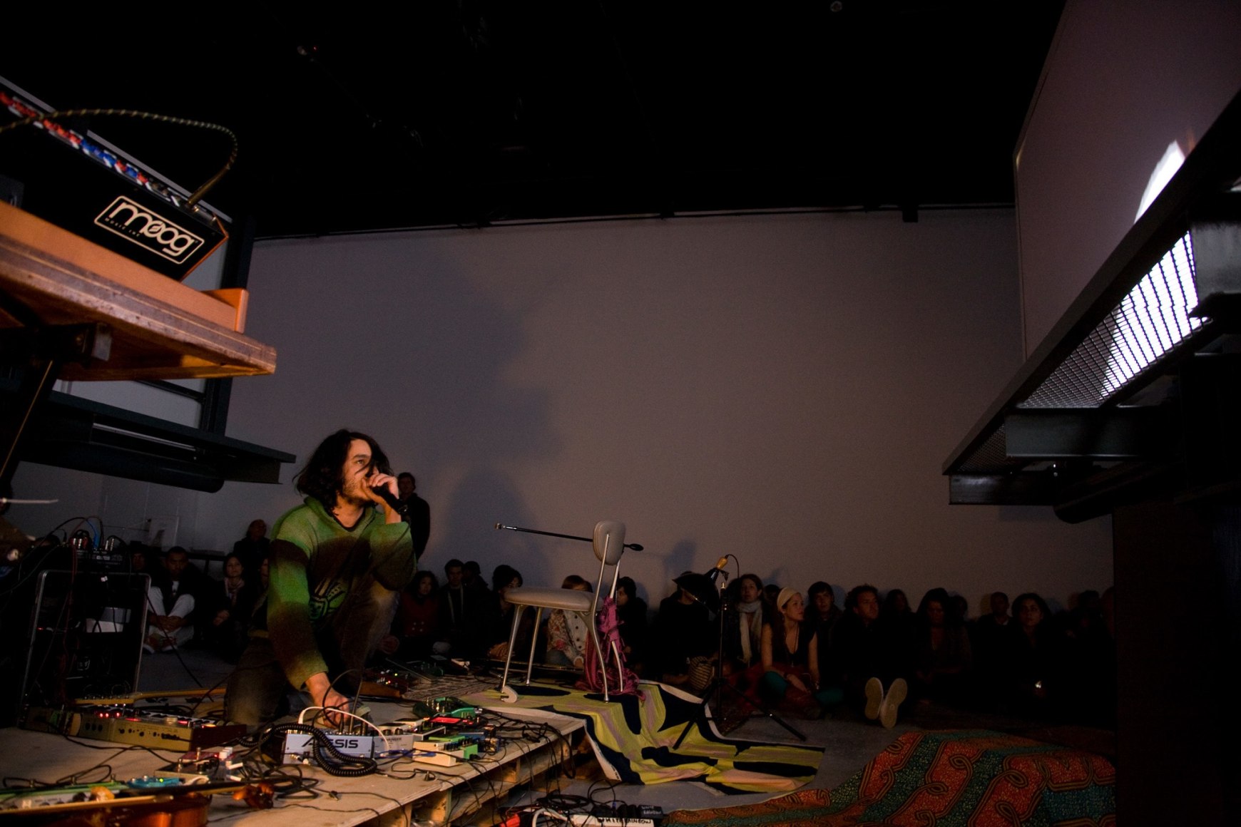 Doug Aitken, Sonic Happening, a live music performance set to the film installation of “migration (empire)” featuring Arp, Lichens and White Rainbow, 303 Gallery, 2008
