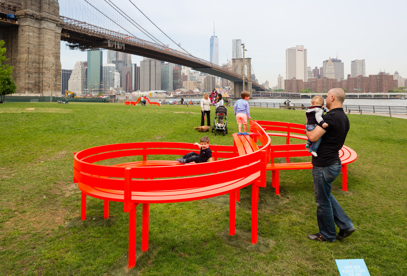 Jeppe Hein, Modified Social Bench NY #6, 2015, Installation view: Please Touch The Art. Brooklyn Bridge Park, 2015-16