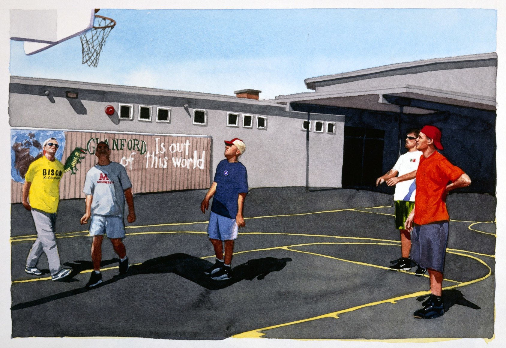 Tim Gardner, Untitled (Bhoadie, Nick, S, Matt & Tim playing basketball, Victoria), 1999