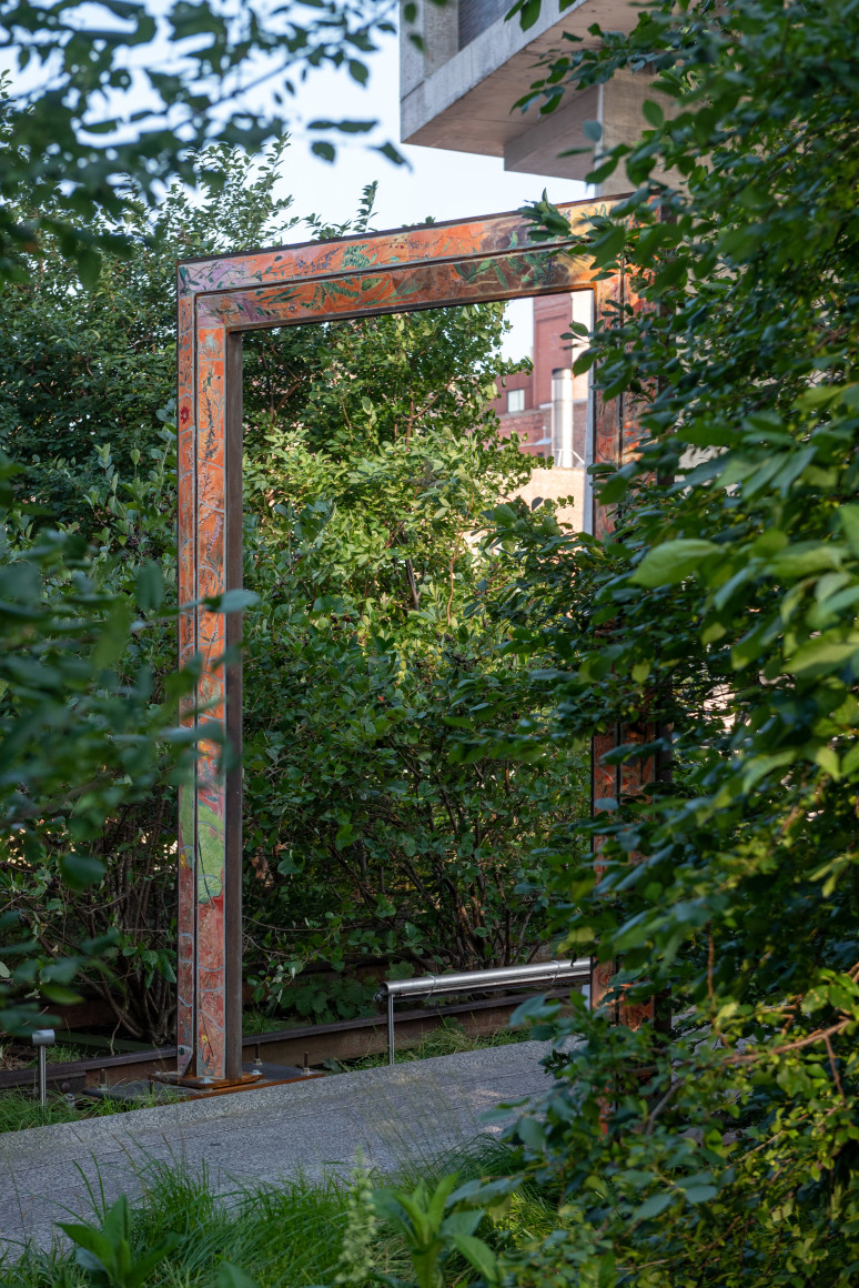 Sam Falls, Untitled (Four Arches), 2019. Part of En Plein Air. A High Line Commission., Photo by Timothy Schenck. Courtesy of the High Line.