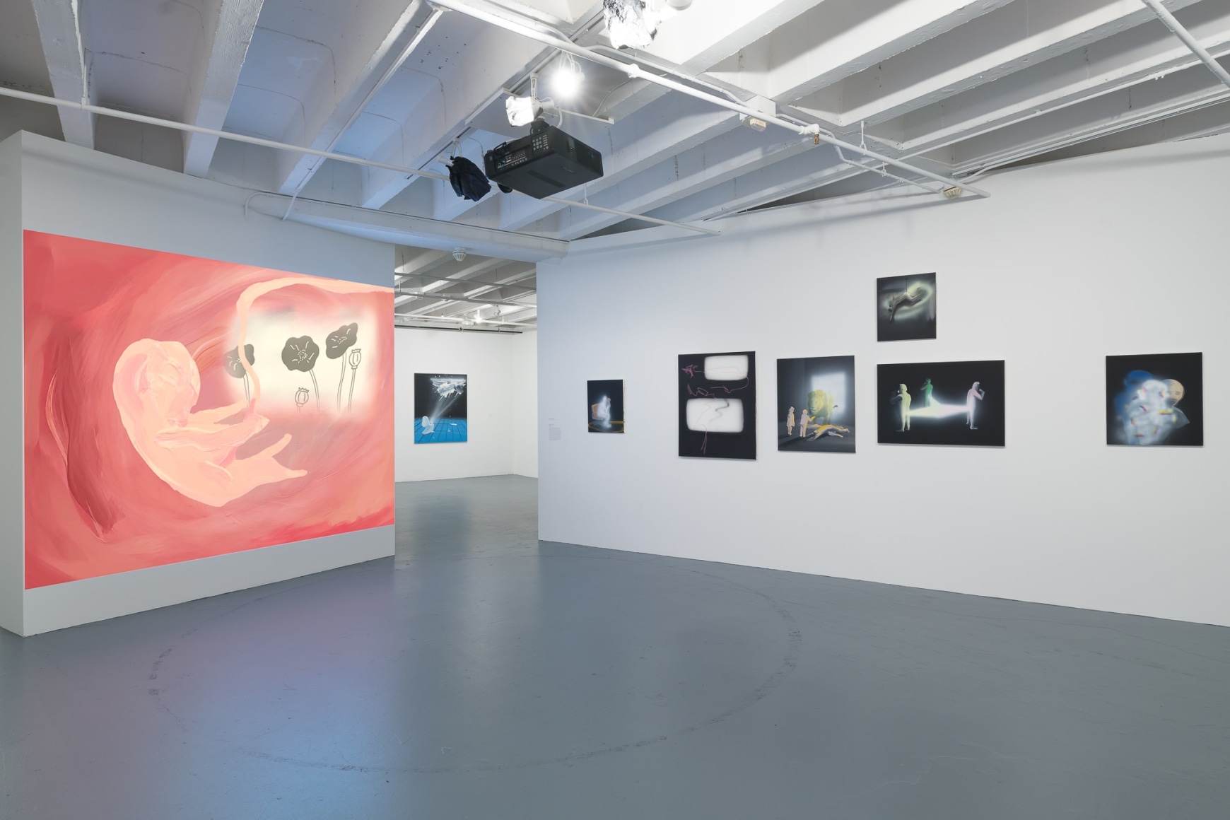 Installation view of Tala Madani: Biscuits, September 10, 2022 – February 19, 2023 at The Geffen Contemporary at MOCA. Courtesy of The Museum of Contemporary Art (MOCA). Photo by Jeff McLane.