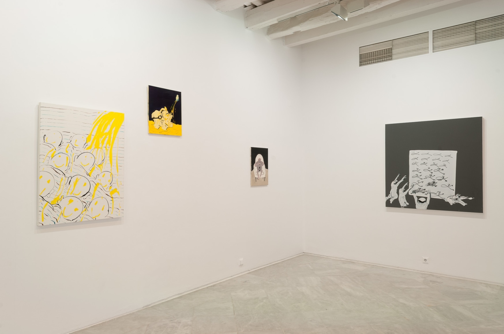 Installation view: Tala Madani, Rear Projection, Centro Andaluz de Arte Contemporáneo, Seville, 2014