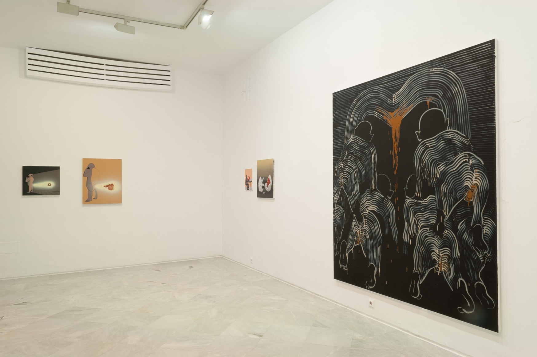 Installation view: Tala Madani, Rear Projection, Centro Andaluz de Arte Contemporáneo, Seville, 2014