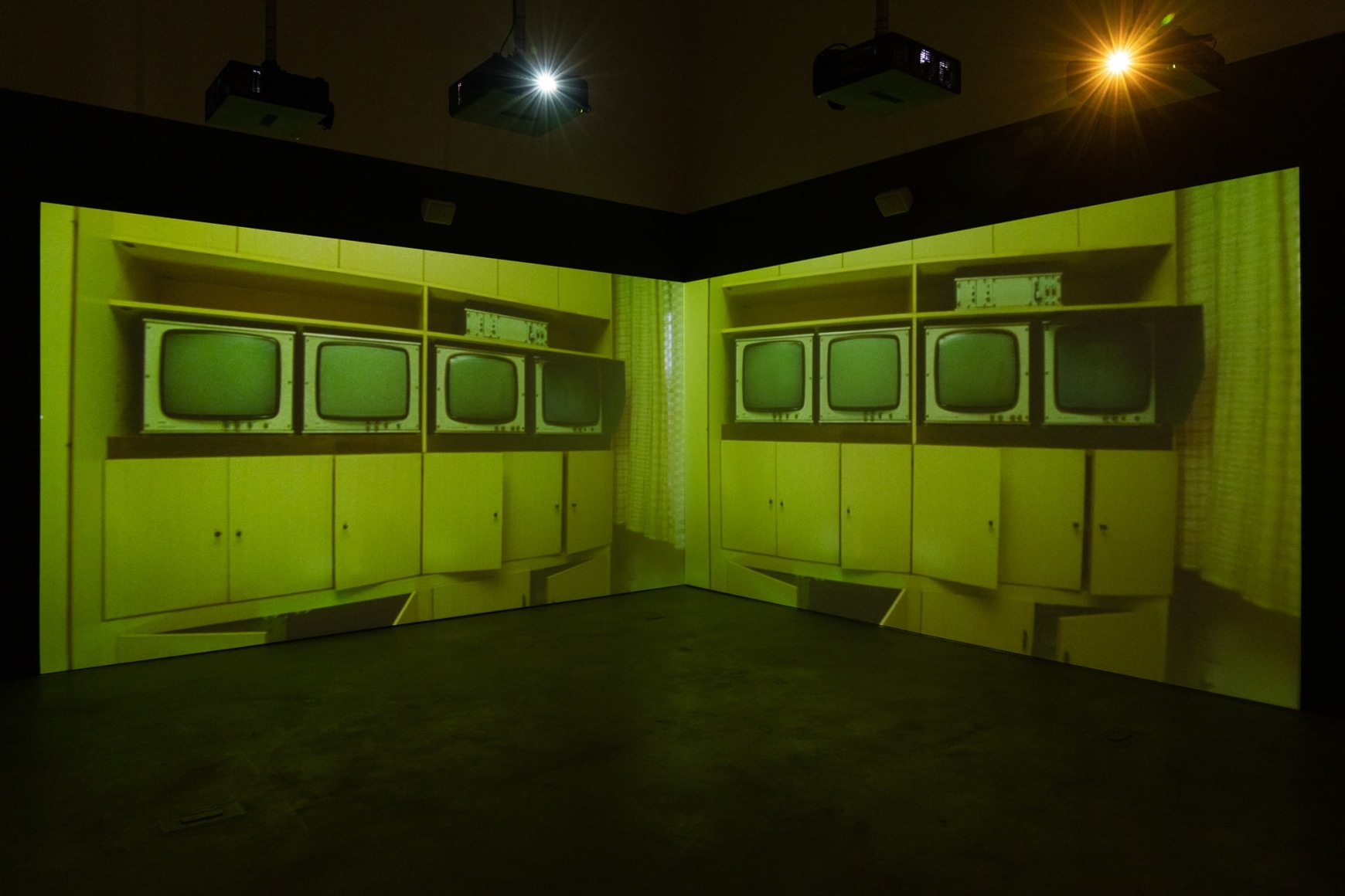 Jane and Louise Wilson, Installation view of Dreamtime™, 2023, Contemporary Arts Center (CAC) Gallery at the University of California, Irvine, Photo by Yubo Dong / of studio photography.