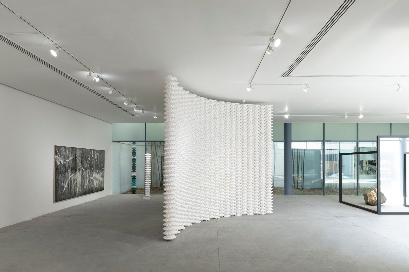 Exhibition view, "Beyond Behind / Atrás y más allá", October 29, 2023 – April 7, 2024, Curator: Viviana Kuri Haddad / Assistant Curator: Maya Renée Escárcega. Courtesy of Museo de Arte de Zapopan. Photo: Lazarillo.