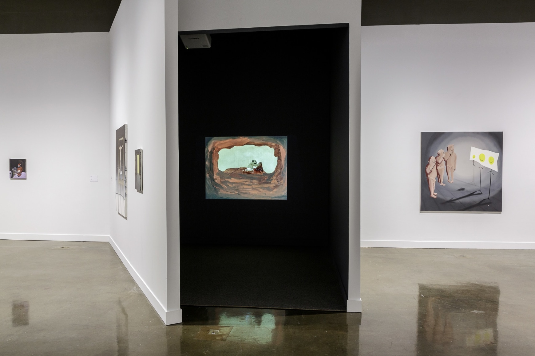 Installation view: Tala Madani: First Light, MIT List Visual Arts Center, 2016
