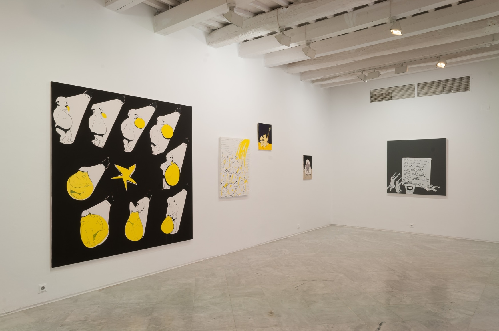 Installation view: Tala Madani, Rear Projection, Centro Andaluz de Arte Contemporáneo, Seville, 2014