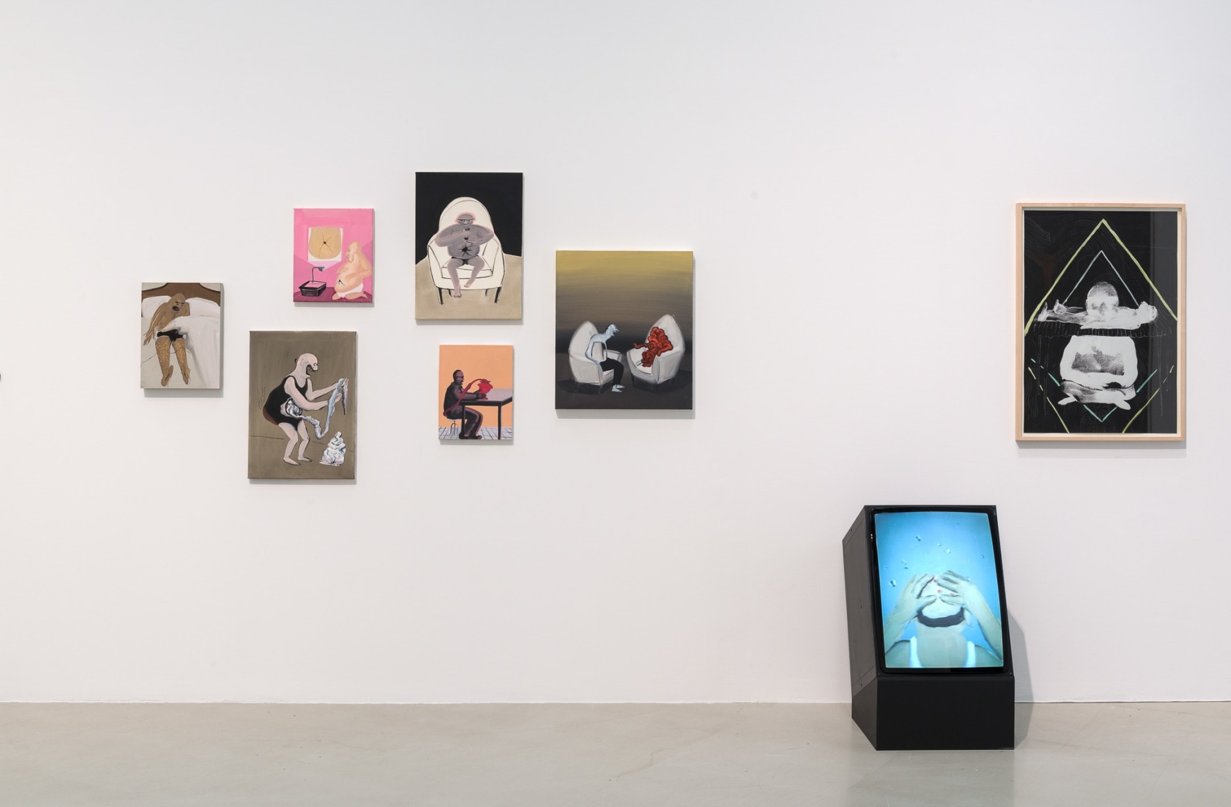 Installation view: Tala Madani: Rip Image, Moderna Musseet, Malmö, 2013
