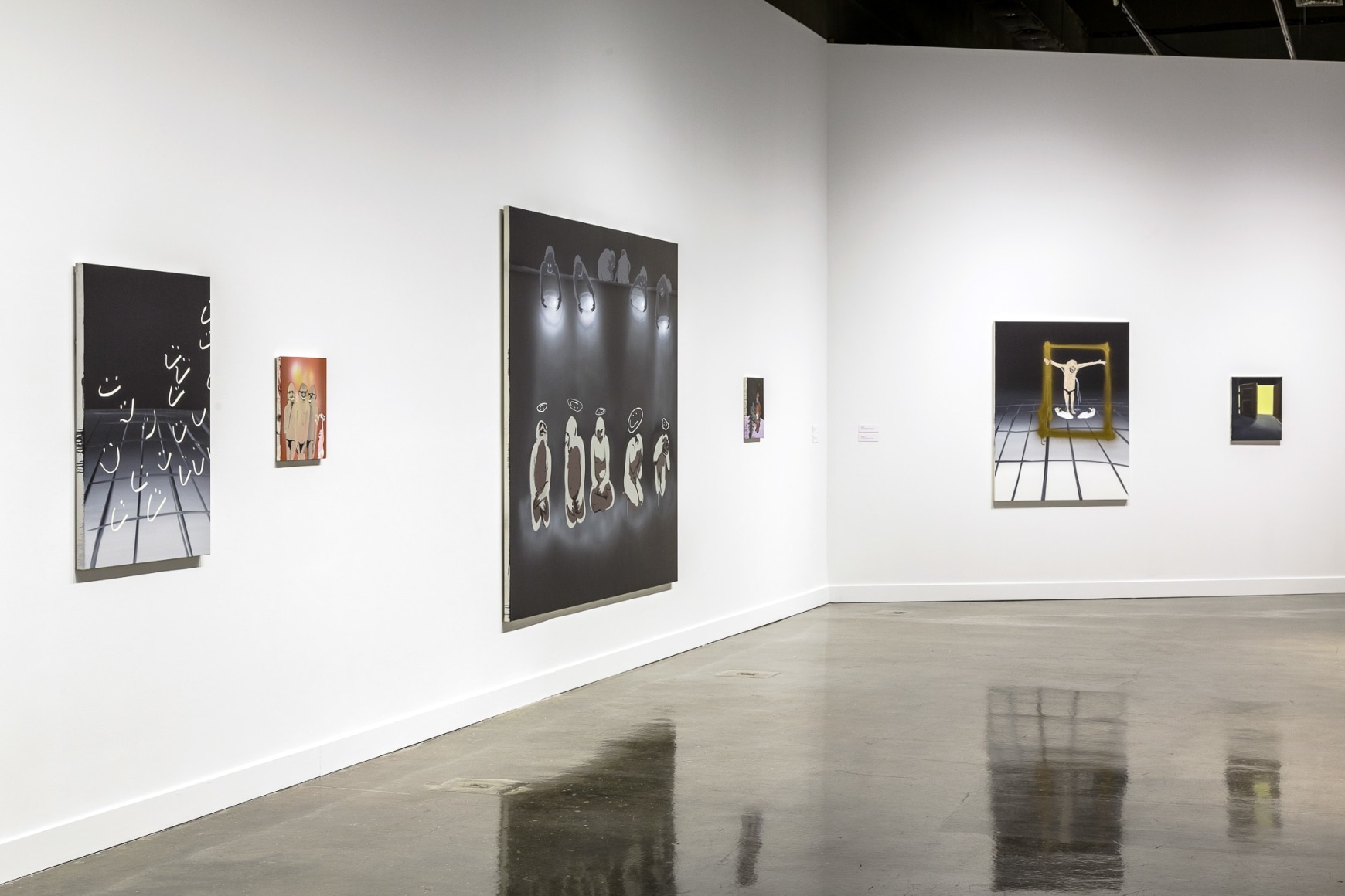 Installation view: Tala Madani: First Light, MIT List Visual Arts Center, 2016
