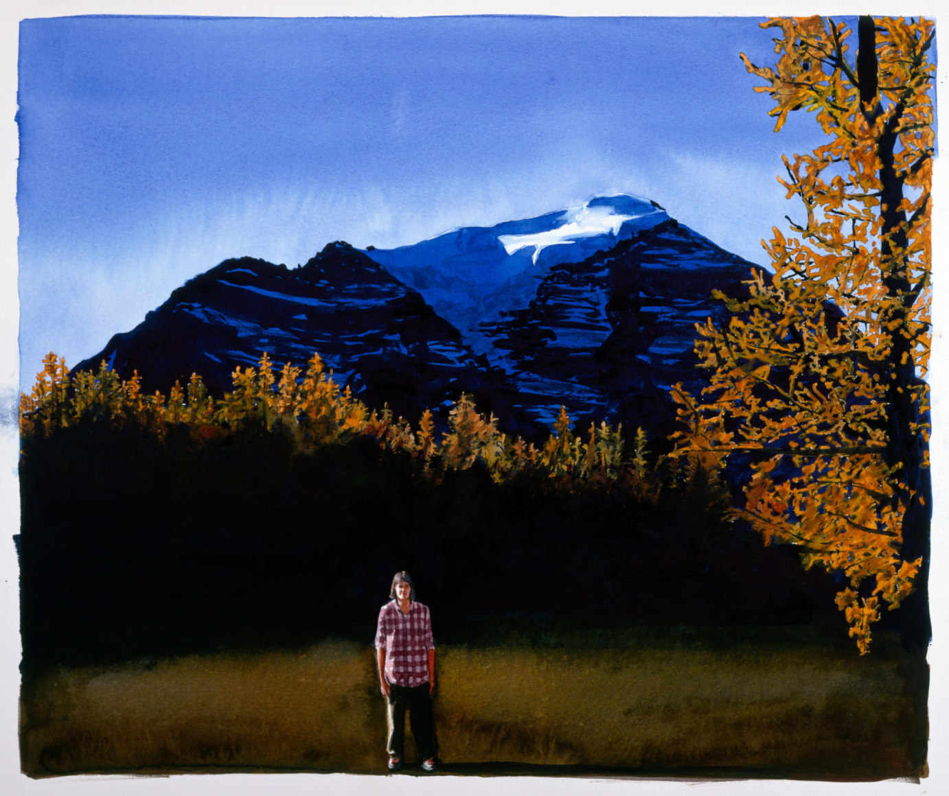 Tim Gardner, Untitled (Self portrait with larch trees & Mt. Temple), 1999