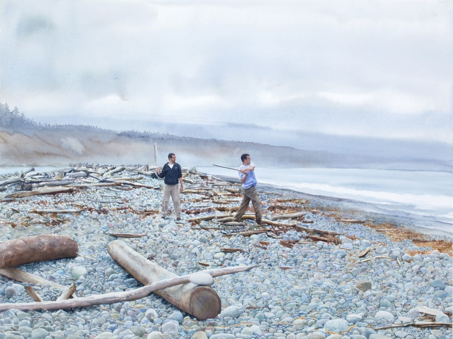Tim Gardner, Men Hitting Rocks Into the Ocean, 2009
