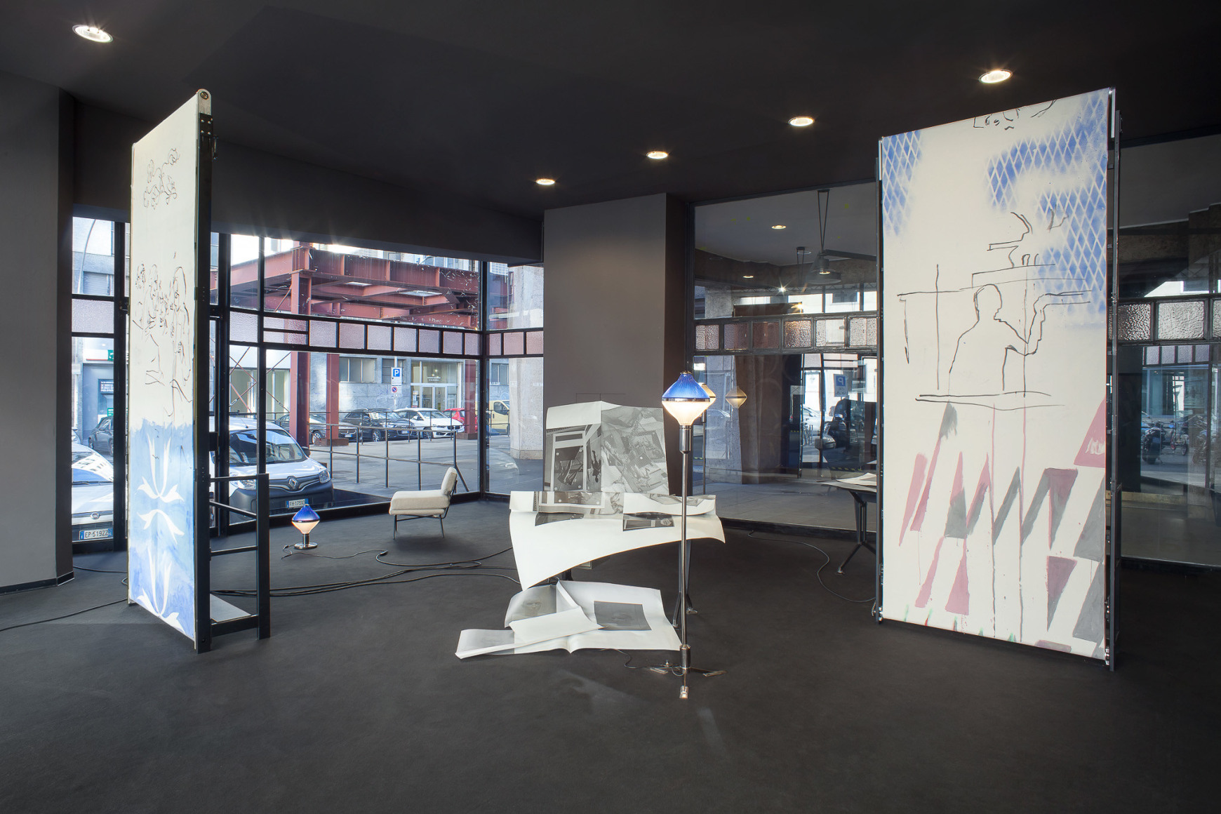 Nick Mauss, Installation view: Illuminated Window, La Triennale di Milano, 2017, Torre Velasca