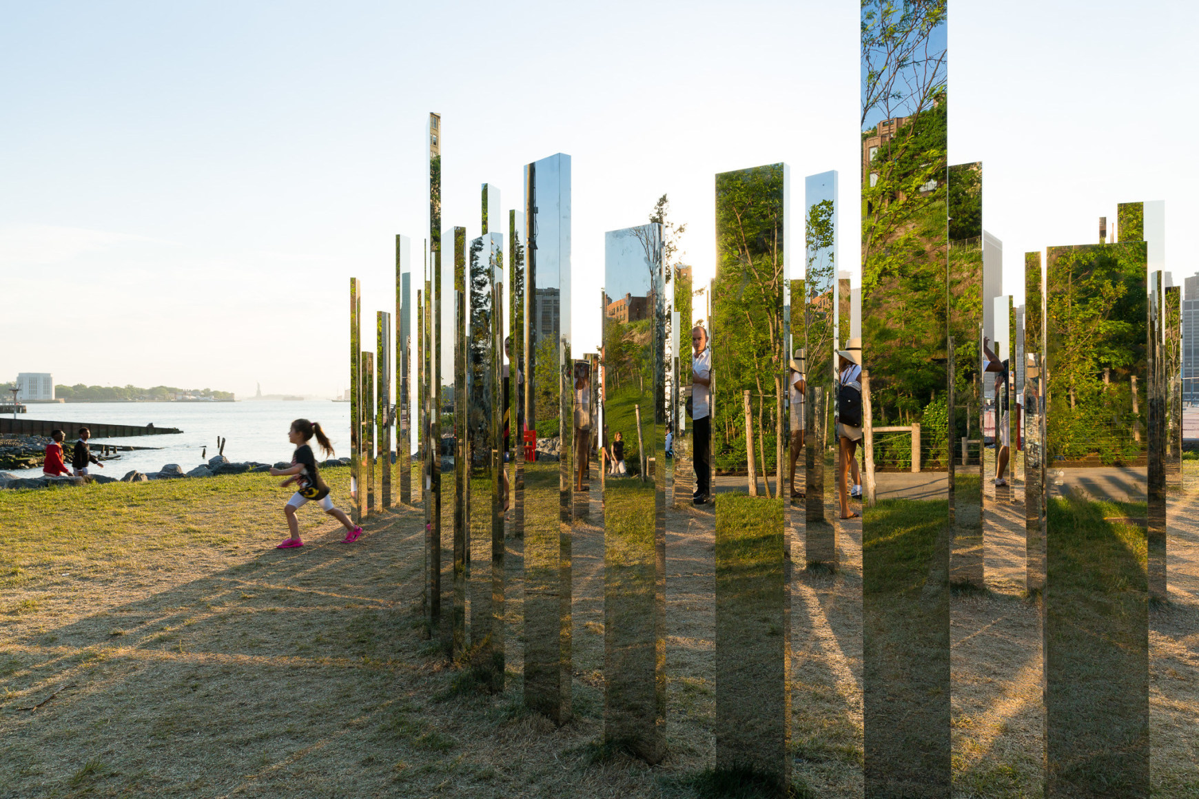 Jeppe Hein, Mirror Labyrinth NY, 2015, Installation view: Please Touch The Art. Brooklyn Bridge Park, 2015-16