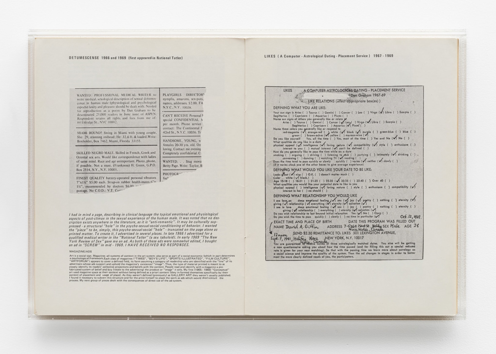 Dan Graham, Untitled [aka Dan Graham : Schema (March, 1966)]