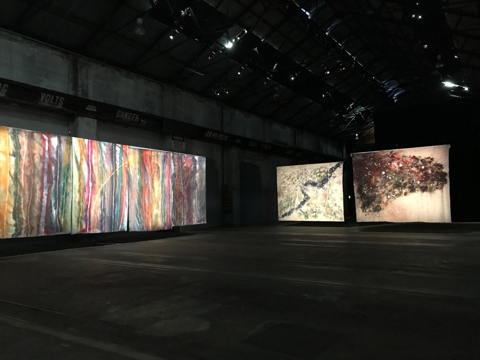 Sam Falls, Exhibition view: 21st Sydney Biennial, Carriageworks, Sydney, 2018