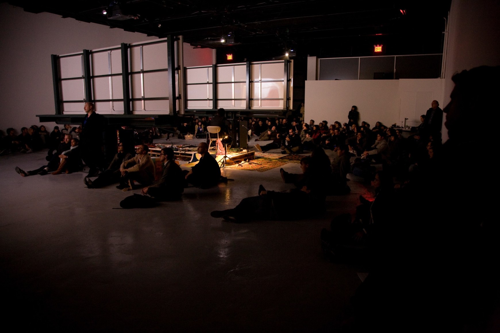 Doug Aitken, Sonic Happening, a live music performance set to the film installation of “migration (empire)” featuring Arp, Lichens and White Rainbow, 303 Gallery, 2008