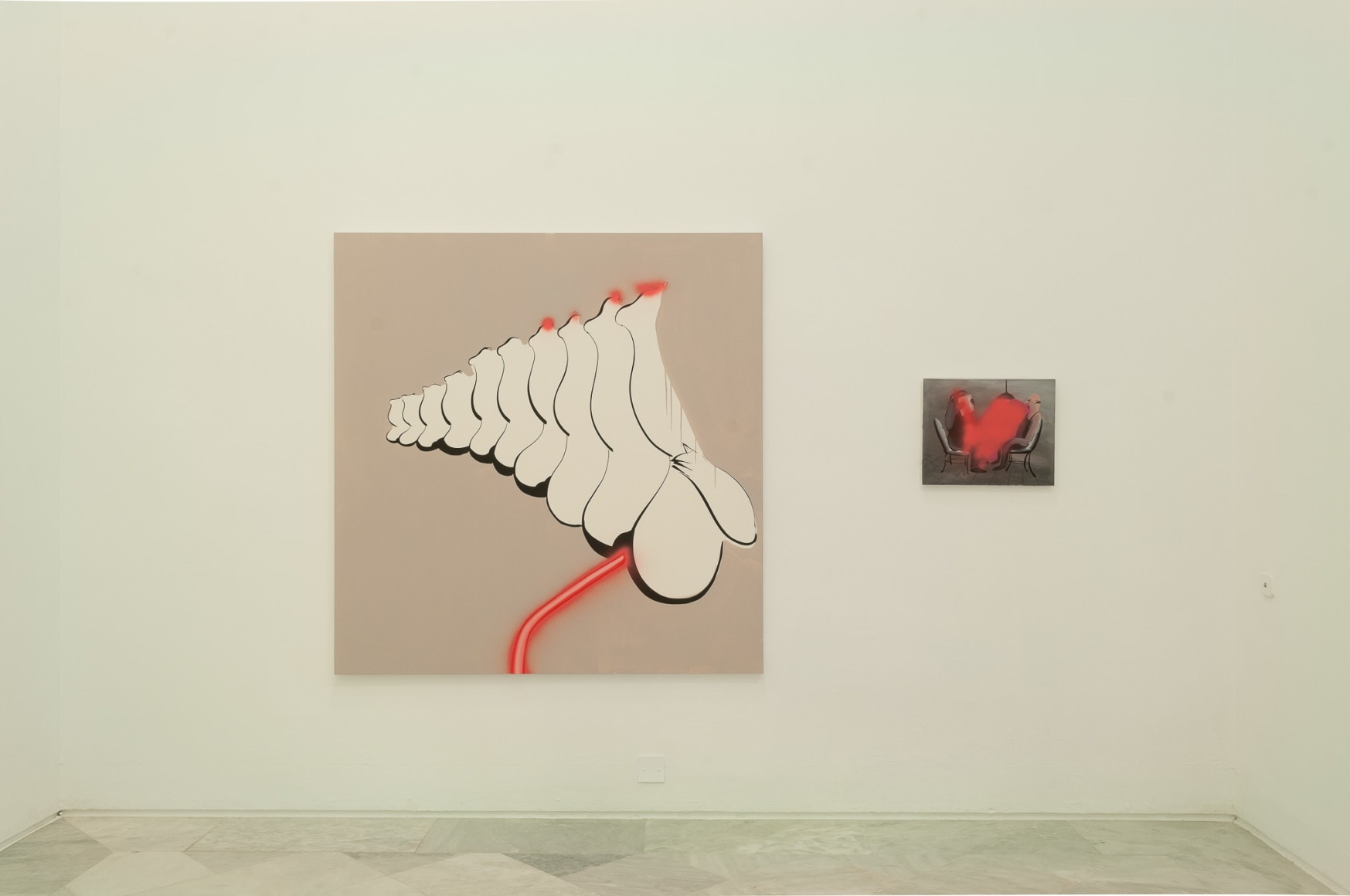 Installation view: Tala Madani, Rear Projection, Centro Andaluz de Arte Contemporáneo, Seville, 2014