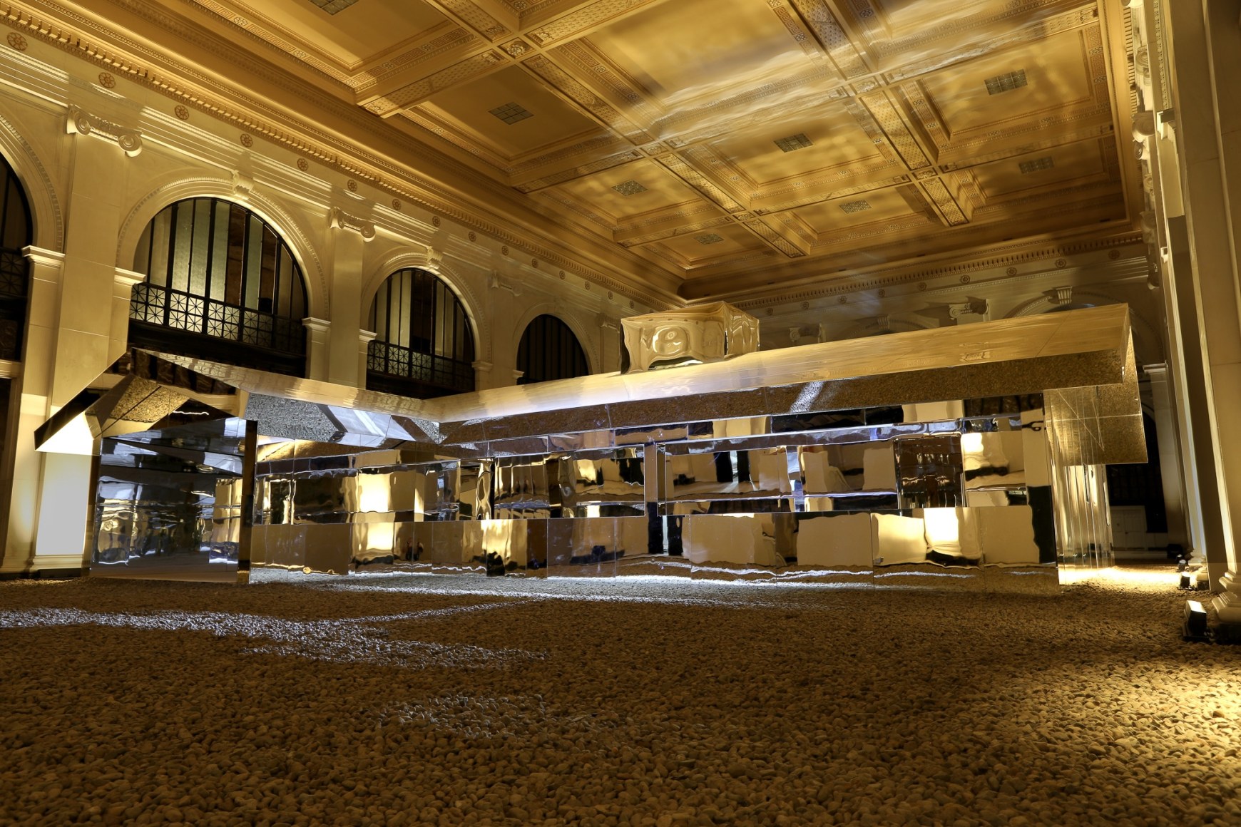 Installation view of Doug Aitken, Mirage Detroit 2018, photography by Conner MacPhee, courtesy the artist and Library Street Collective.