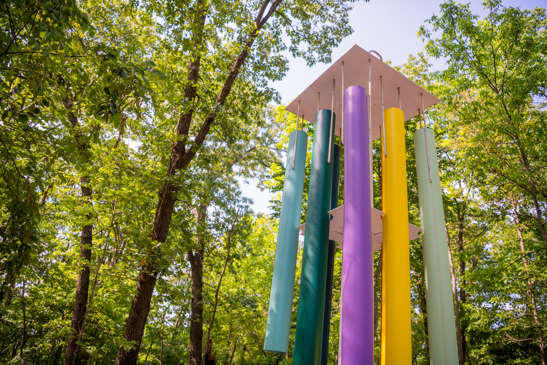 Sam Falls, Installation view, Color Field, Crystal Bridges Museum of American Art, Bentonville, Arkansas, 2019., Courtesy Crystal Bridges Museum of American Art. Photo: Stephen Ironside