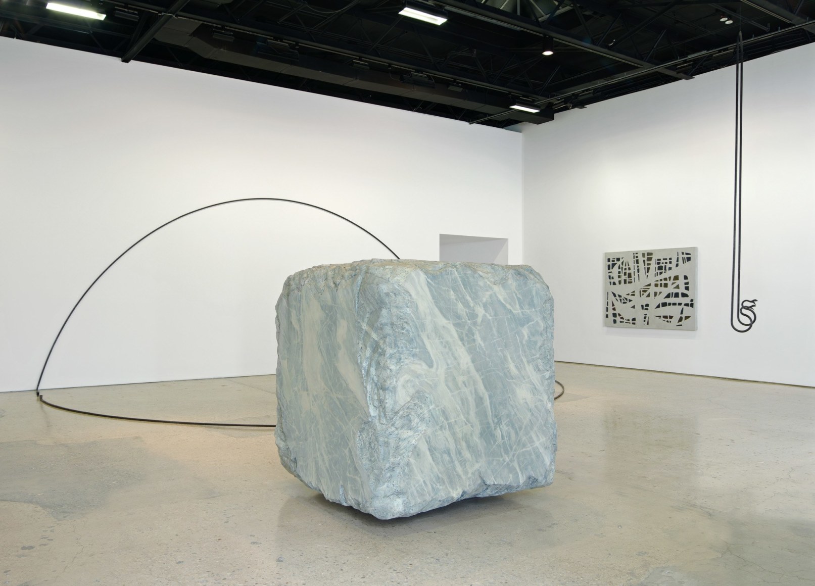 Valentin Carron, The dirty grey cube (you) turns around sadly and screams at us (he) "ca-tarac-ta", Installation at 303 Gallery, New York, 2012