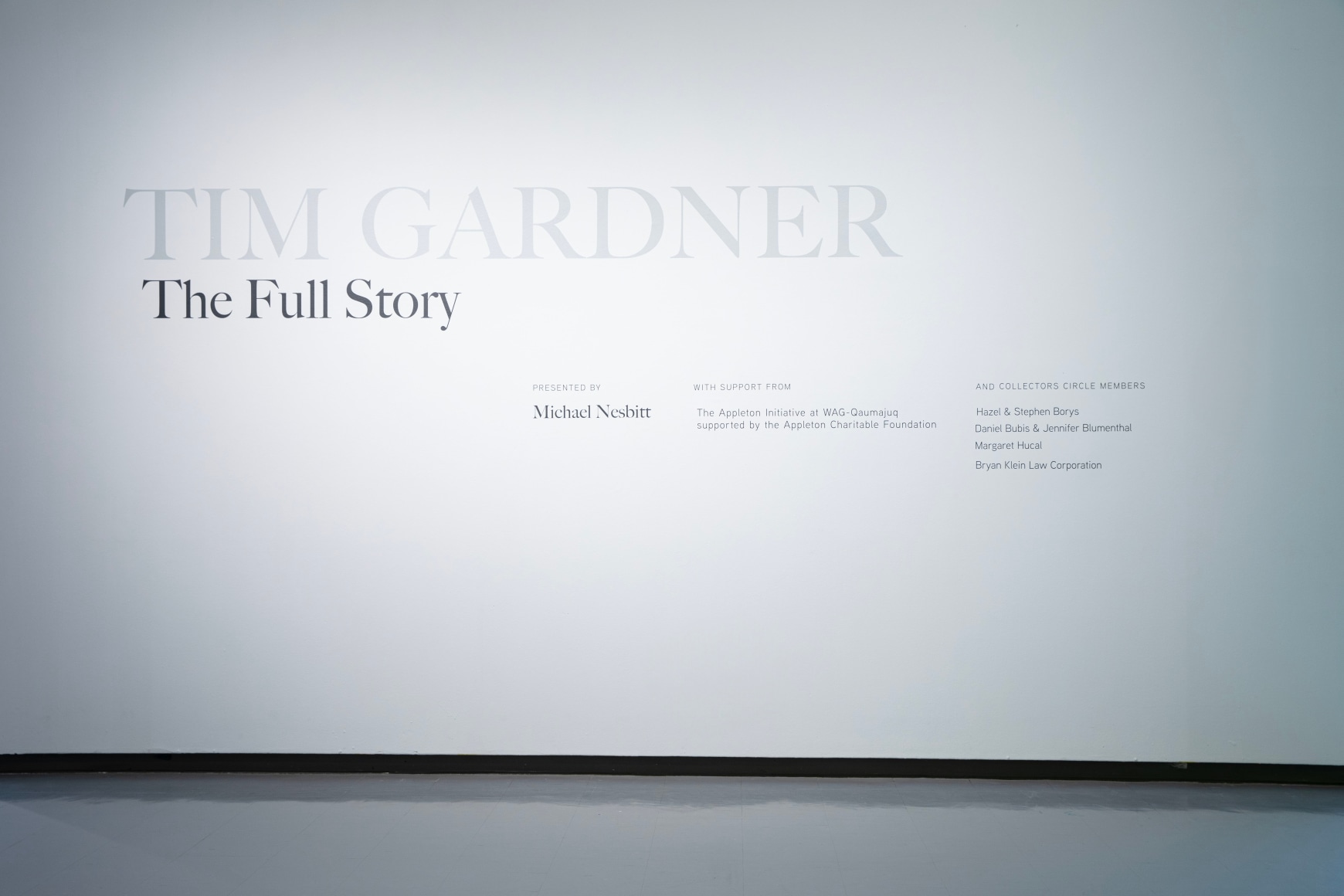 Exhibition view, Tim Gardner: The Full Story, Winnipeg Art Gallery—Qaumajuq, October 7, 2023 – April 28, 2024., Photo: Daisy Wu, courtesy WAG-Qaumajuq.