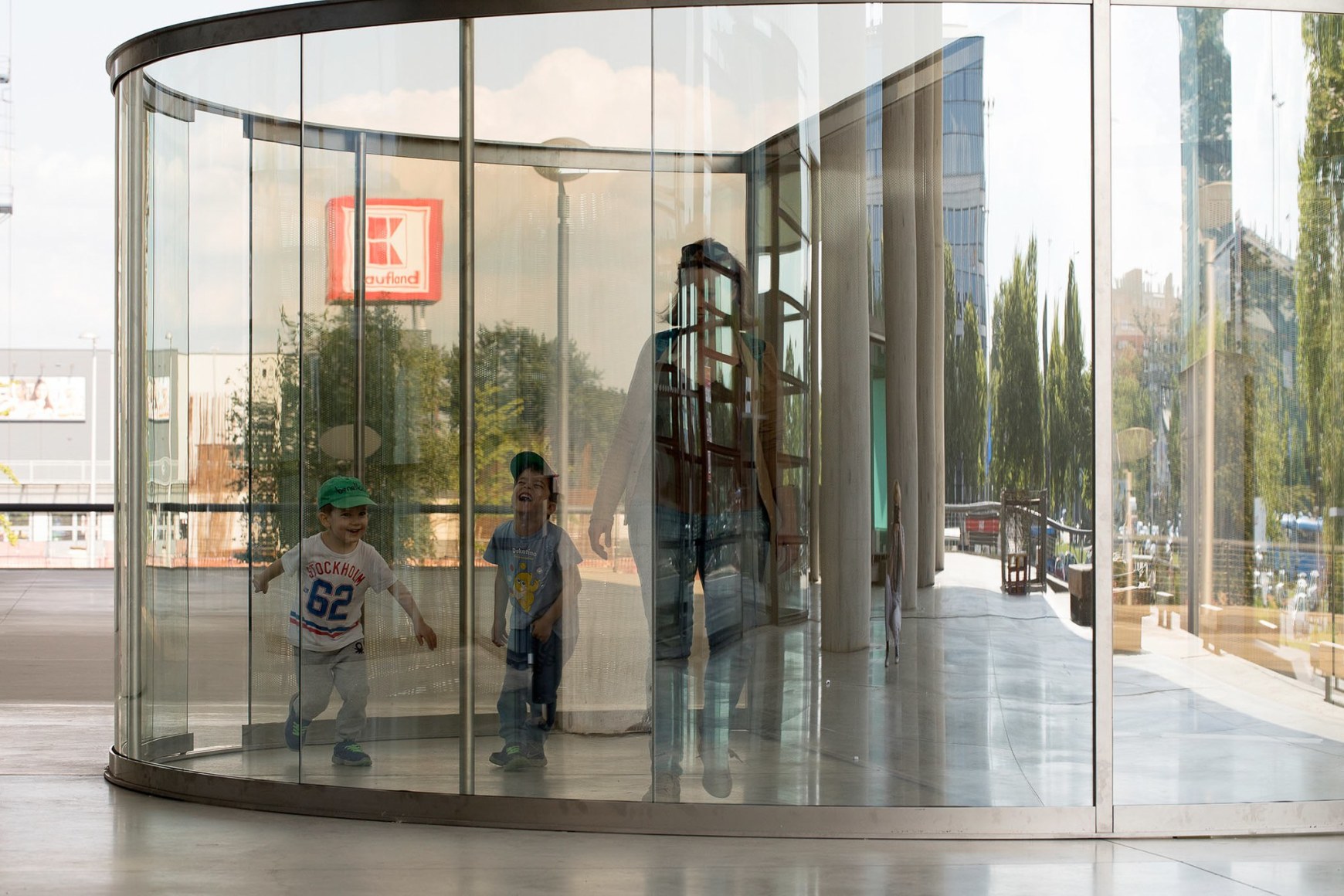 Dan Graham, Two Way Mirror Cylinder Bisected By Perforated Stainless Steel, 2011 - 2012
