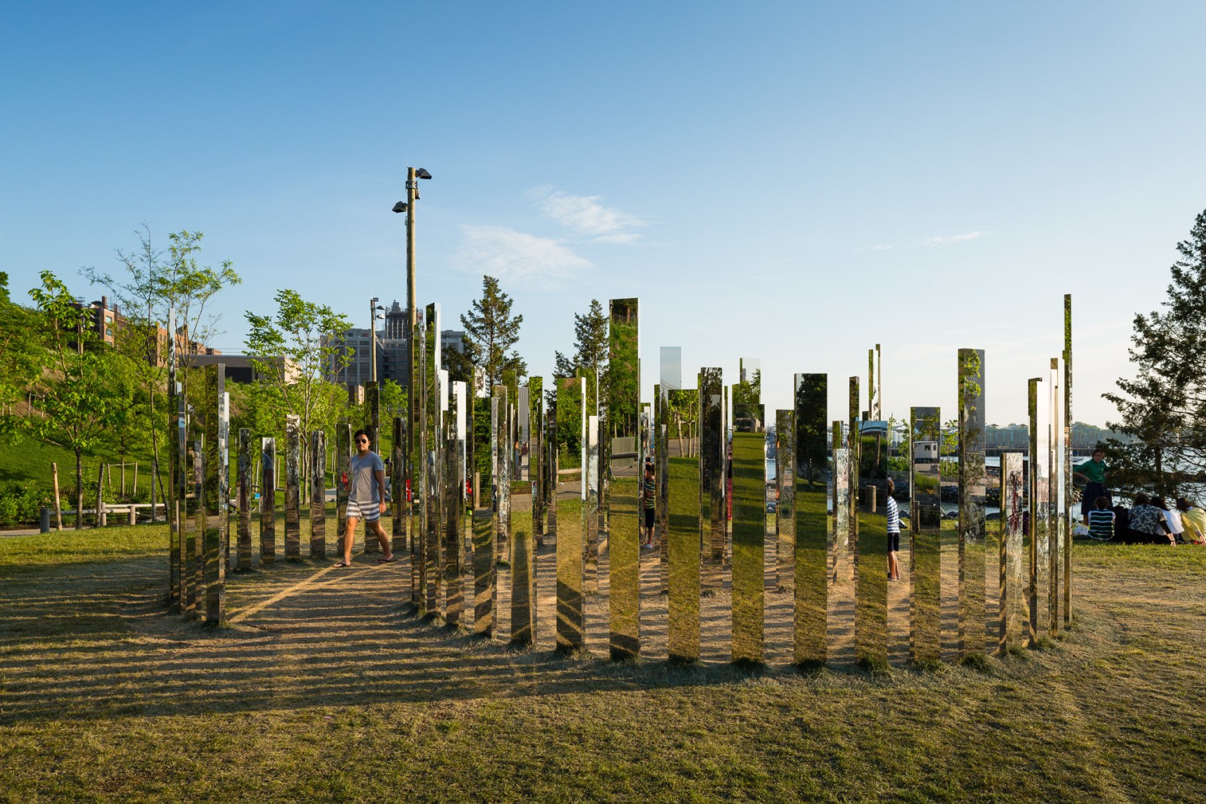 Jeppe Hein, Mirror Labyrinth NY, 2015, Installation view: Please Touch The Art. Brooklyn Bridge Park, 2015-16