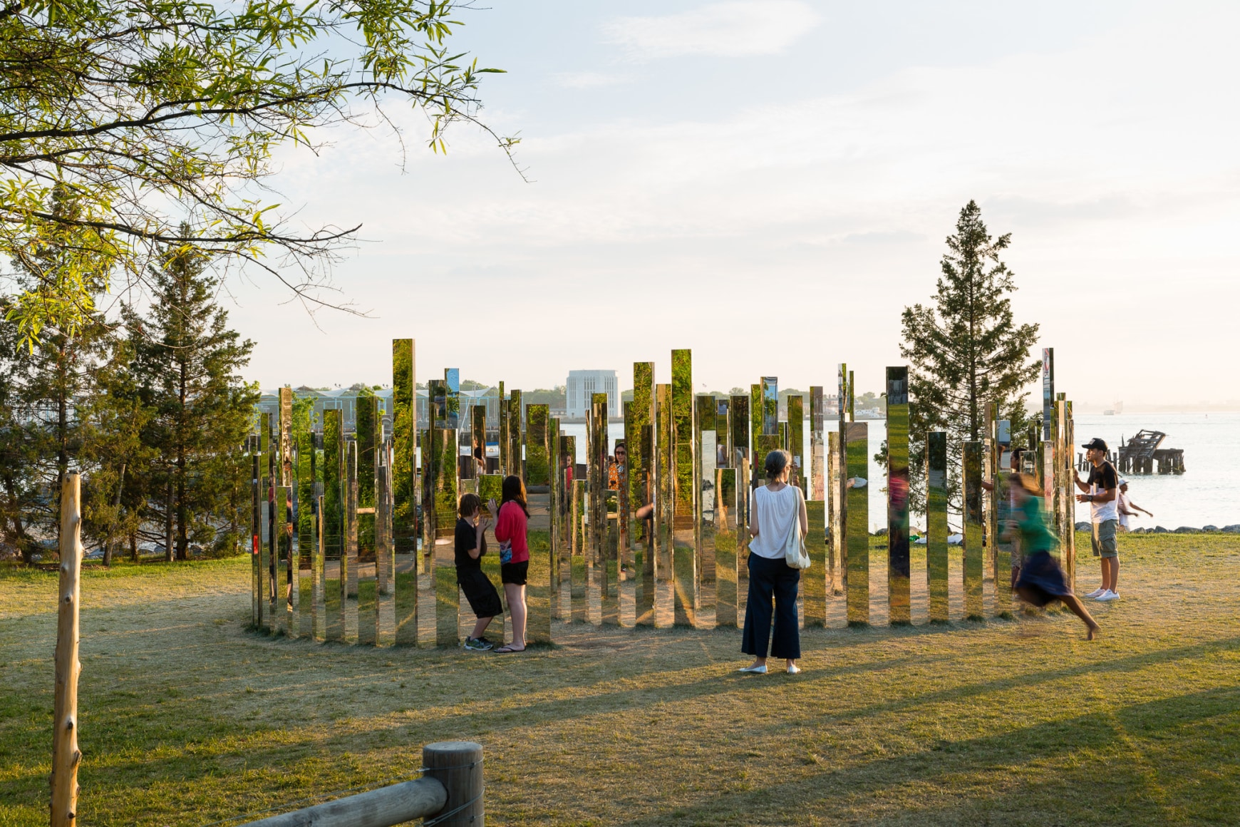 Jeppe Hein, Mirror Labyrinth NY, 2015, Installation view: Please Touch The Art. Brooklyn Bridge Park, 2015-16