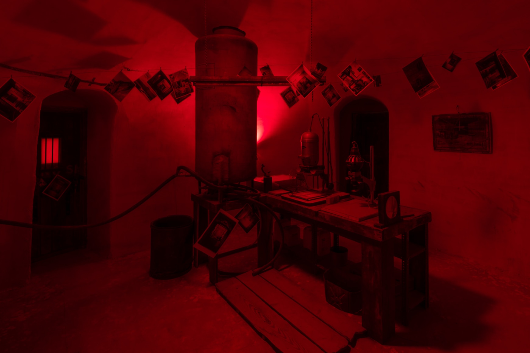 Installation view of Mike Nelson, I, IMPOSTOR, 2011., Various materials. Photo: Matt Greenwood. Courtesy the artist and the Hayward Gallery.