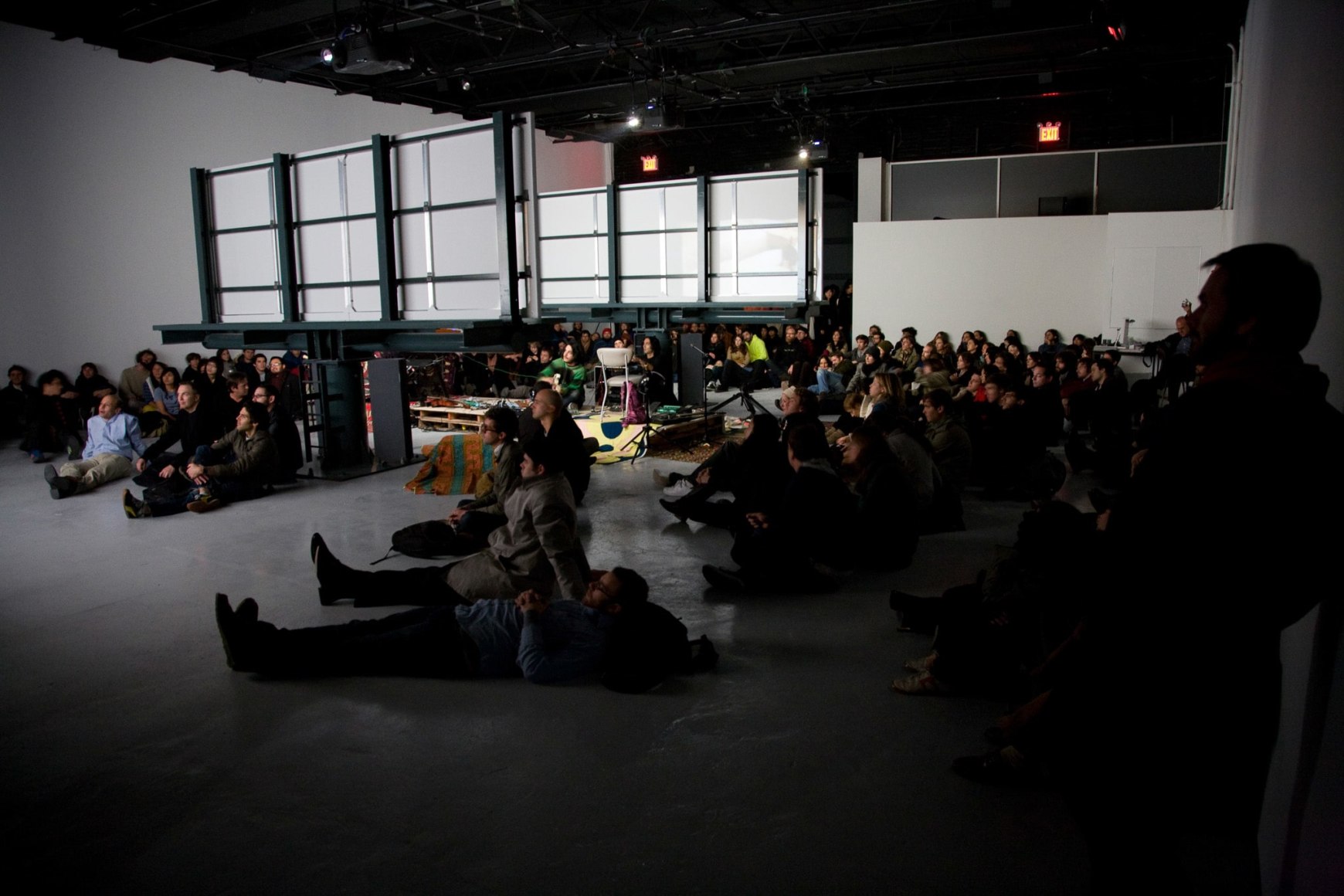 Doug Aitken, Sonic Happening, a live music performance set to the film installation of “migration (empire)” featuring Arp, Lichens and White Rainbow, 303 Gallery, 2008