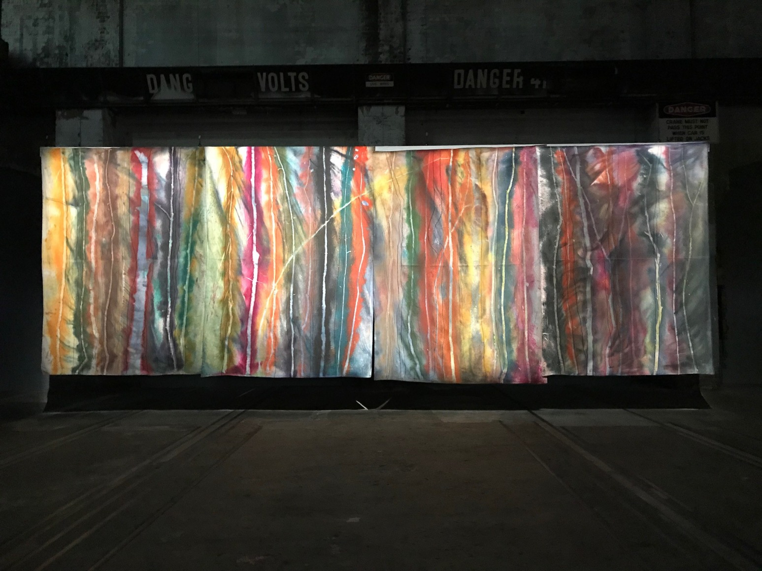 Sam Falls, Exhibition view: 21st Sydney Biennial, Carriageworks, Sydney, 2018