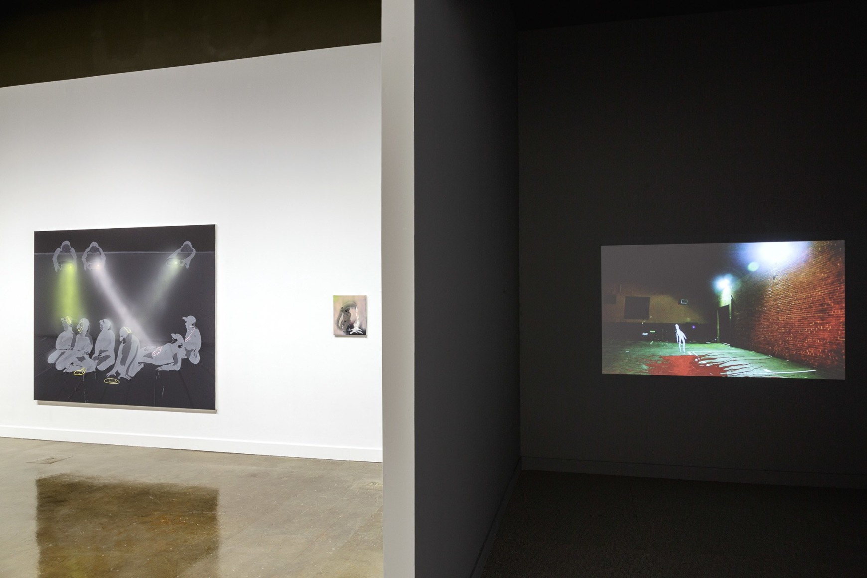 Installation view: Tala Madani: First Light, MIT List Visual Arts Center, 2016