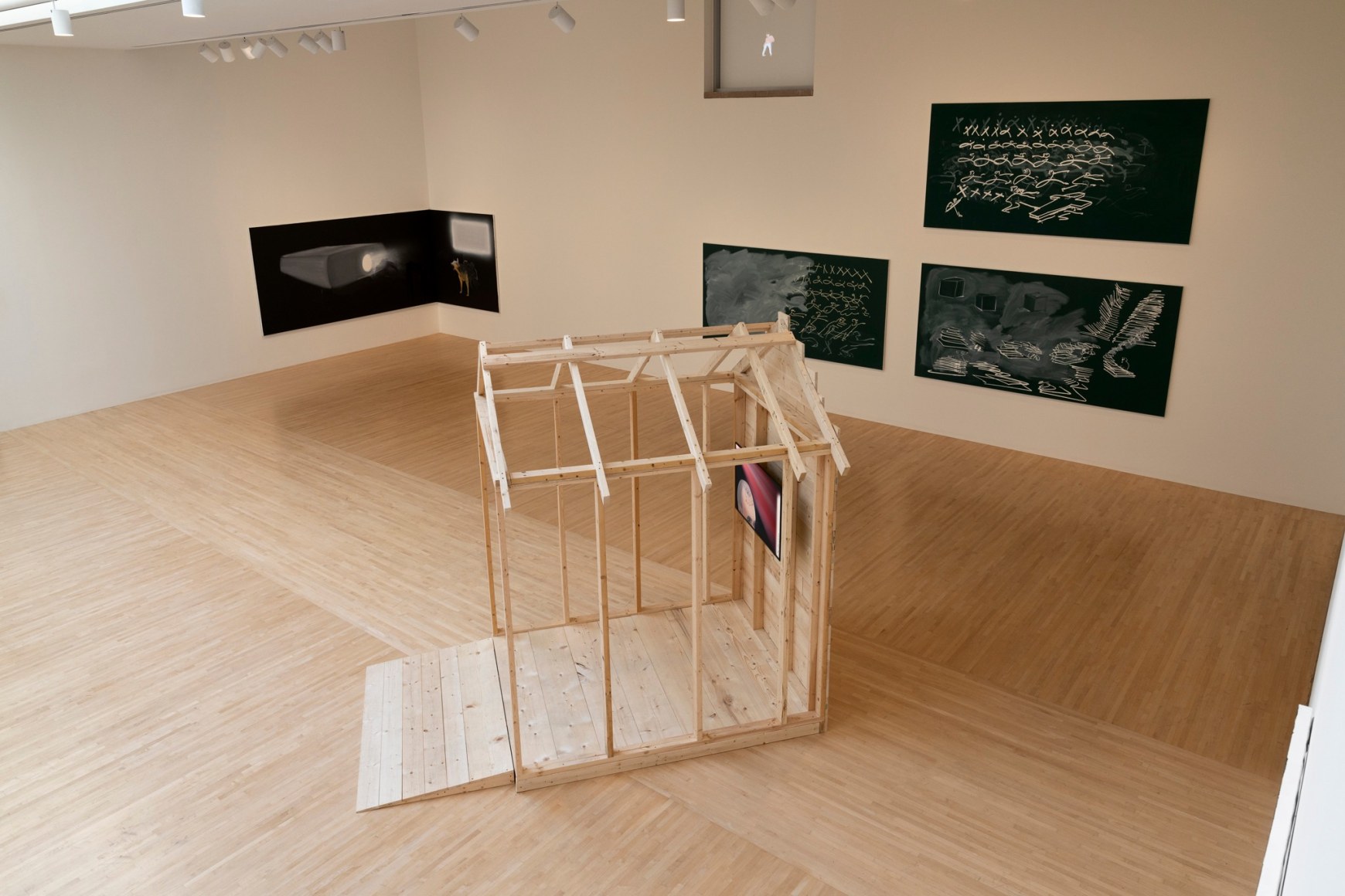 Tala Madani: Be flat&nbsp;[Installation view, Henry Art Gallery, University of Washington, Seattle. 2024]. Photo: Jueqian Fang, courtesy of the Henry.