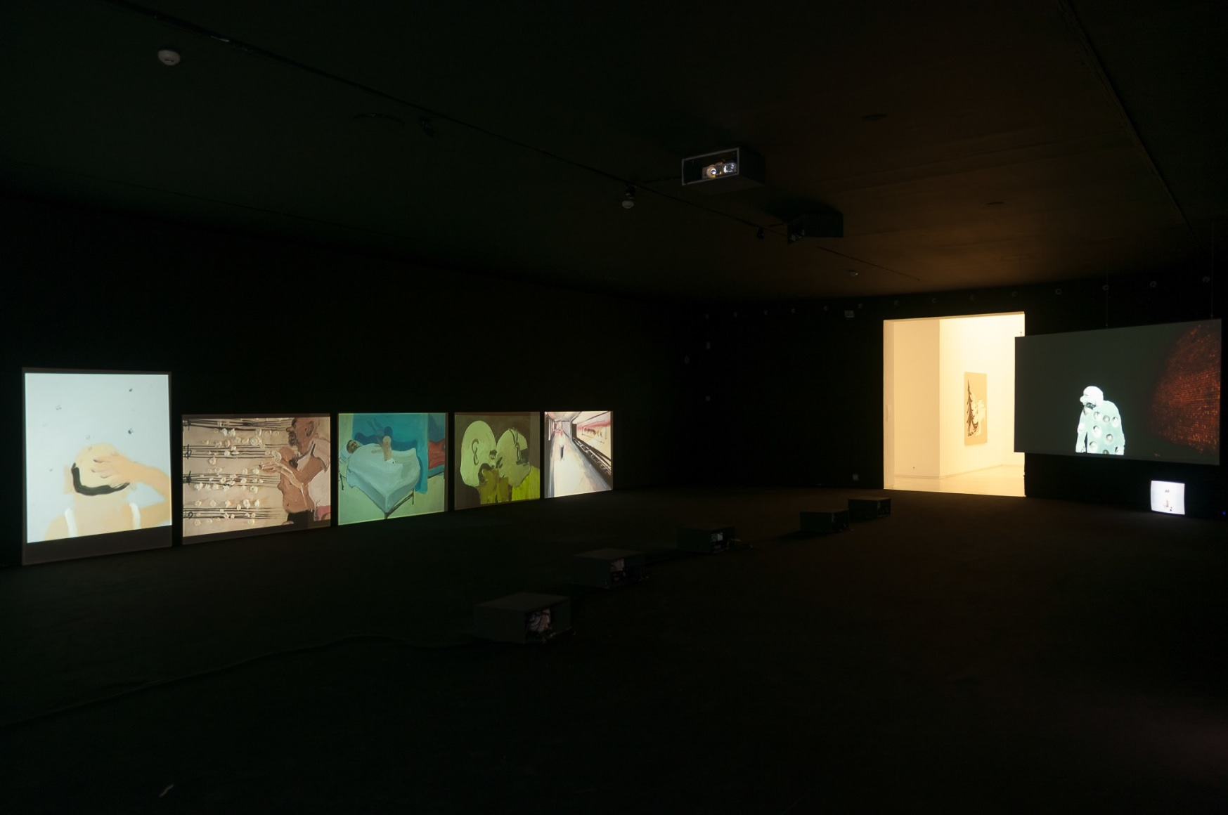 Installation view: Tala Madani, Rear Projection, Centro Andaluz de Arte Contemporáneo, Seville, 2014