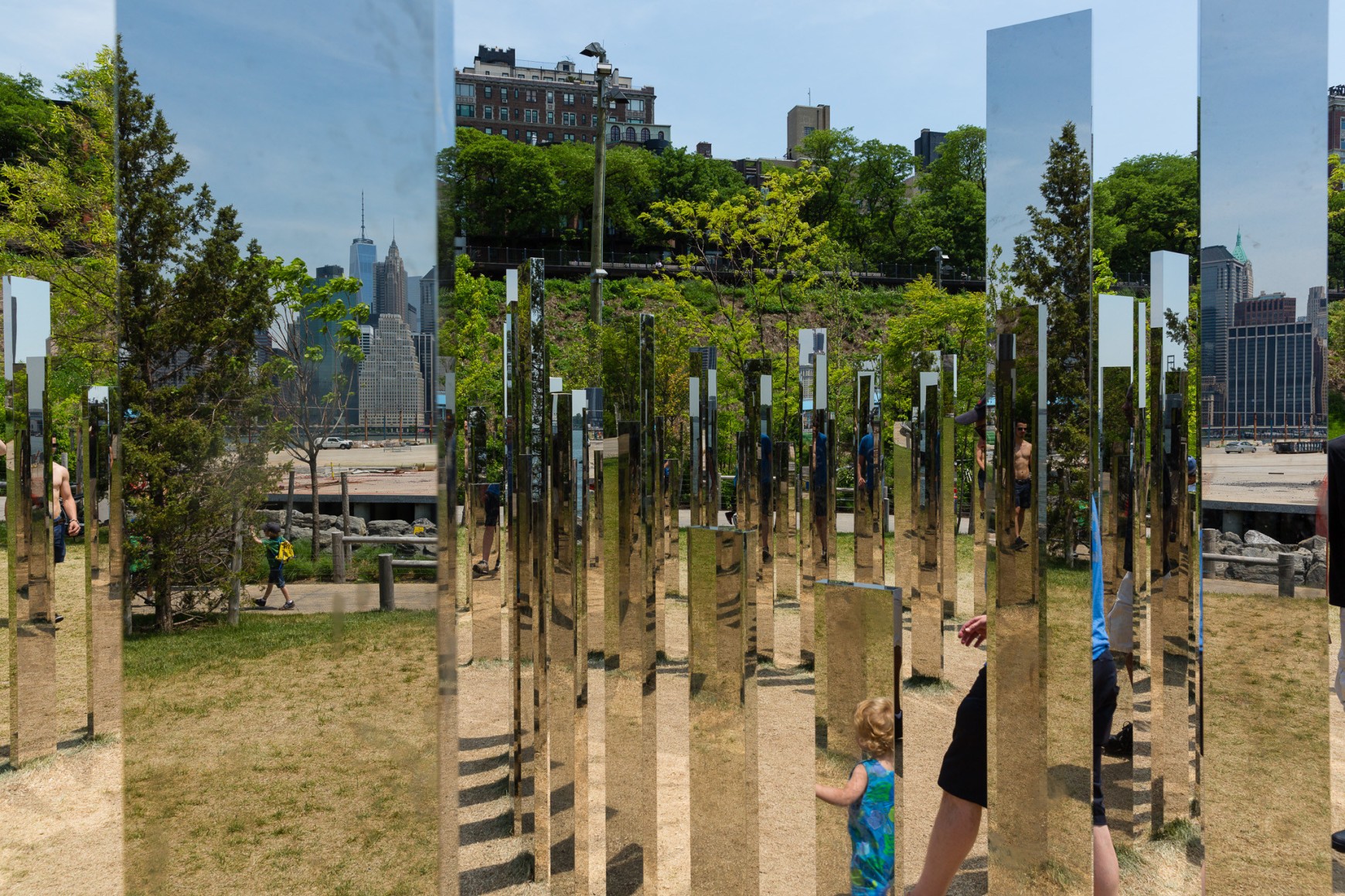 Jeppe Hein, Mirror Labyrinth NY, 2015, Installation view: Please Touch The Art. Brooklyn Bridge Park, 2015-16