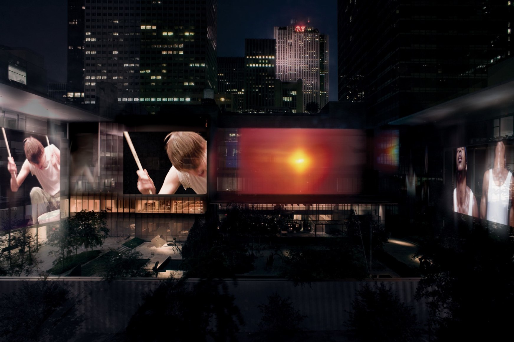 Doug Aitken, sleepwalkers, 2007, MoMA, New York